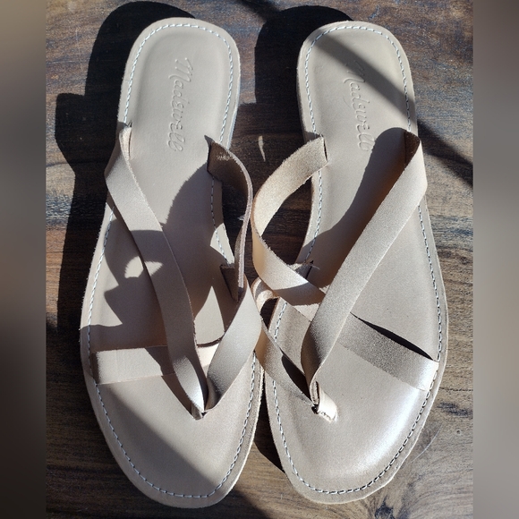 Madewell Tan Leather Boardwalk Thong Sandals Size 8.5 - Picture 4 of 8